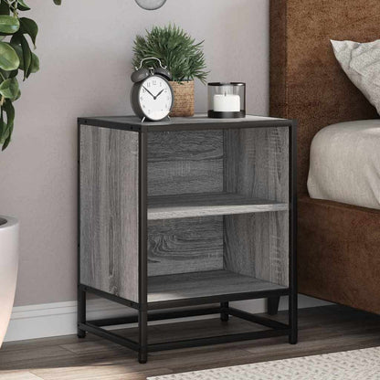 Comodino Grigio Sonoma 40x31x50 cm Legno Multistrato e Metallo | homemem39