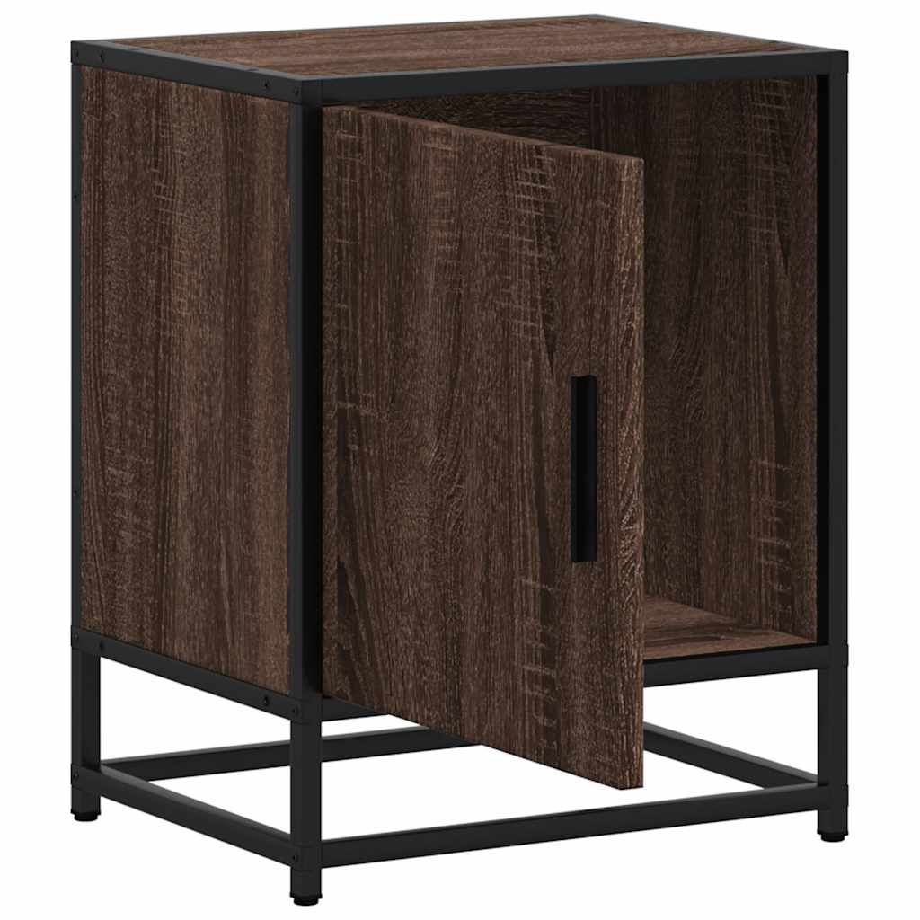 Comodini Rovere Marrone 2 pz Legno Multistrato e Metallo - homemem39