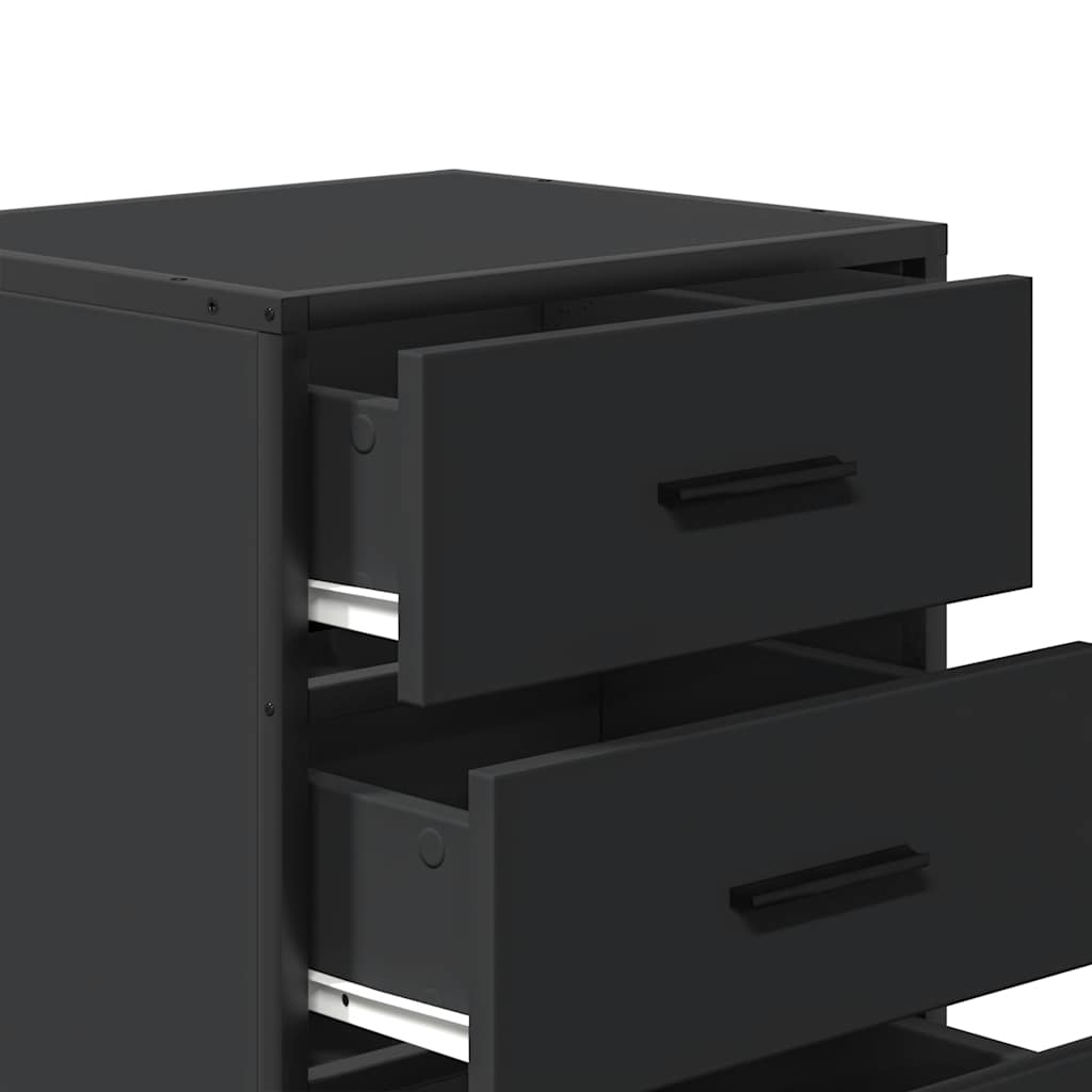 Comodino Nero 40x34,5x60 cm Legno Multistrato e Metallo - homemem39