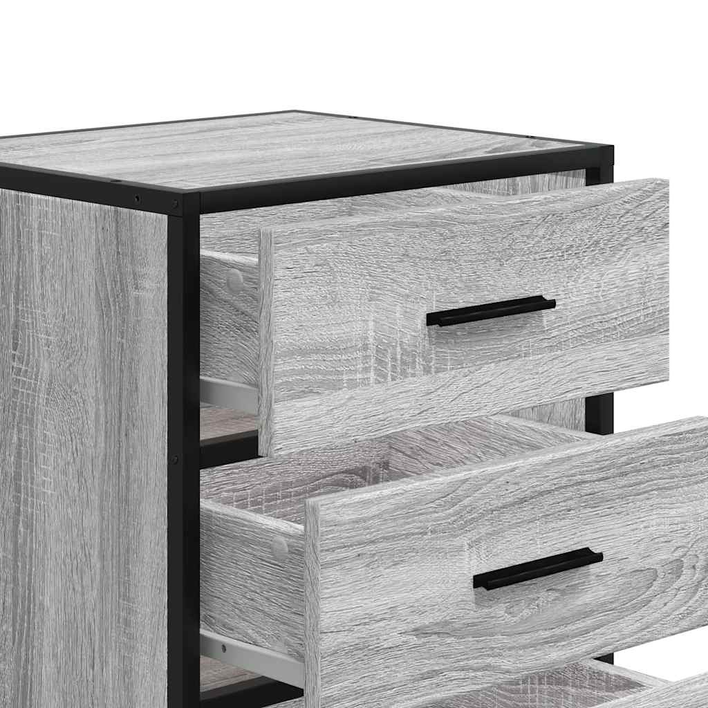 Comodino Grigio Sonoma 40x34,5x60 cm Legno Multistrato Metallo - homemem39
