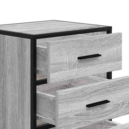 Comodino Grigio Sonoma 40x34,5x60 cm Legno Multistrato Metallo - homemem39