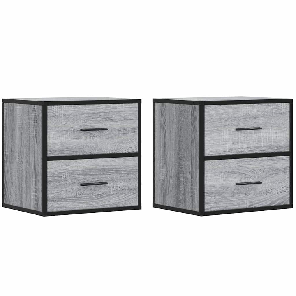 Comodini a Muro 2 pz Grigio Sonoma 40x31x39,5 cm - homemem39
