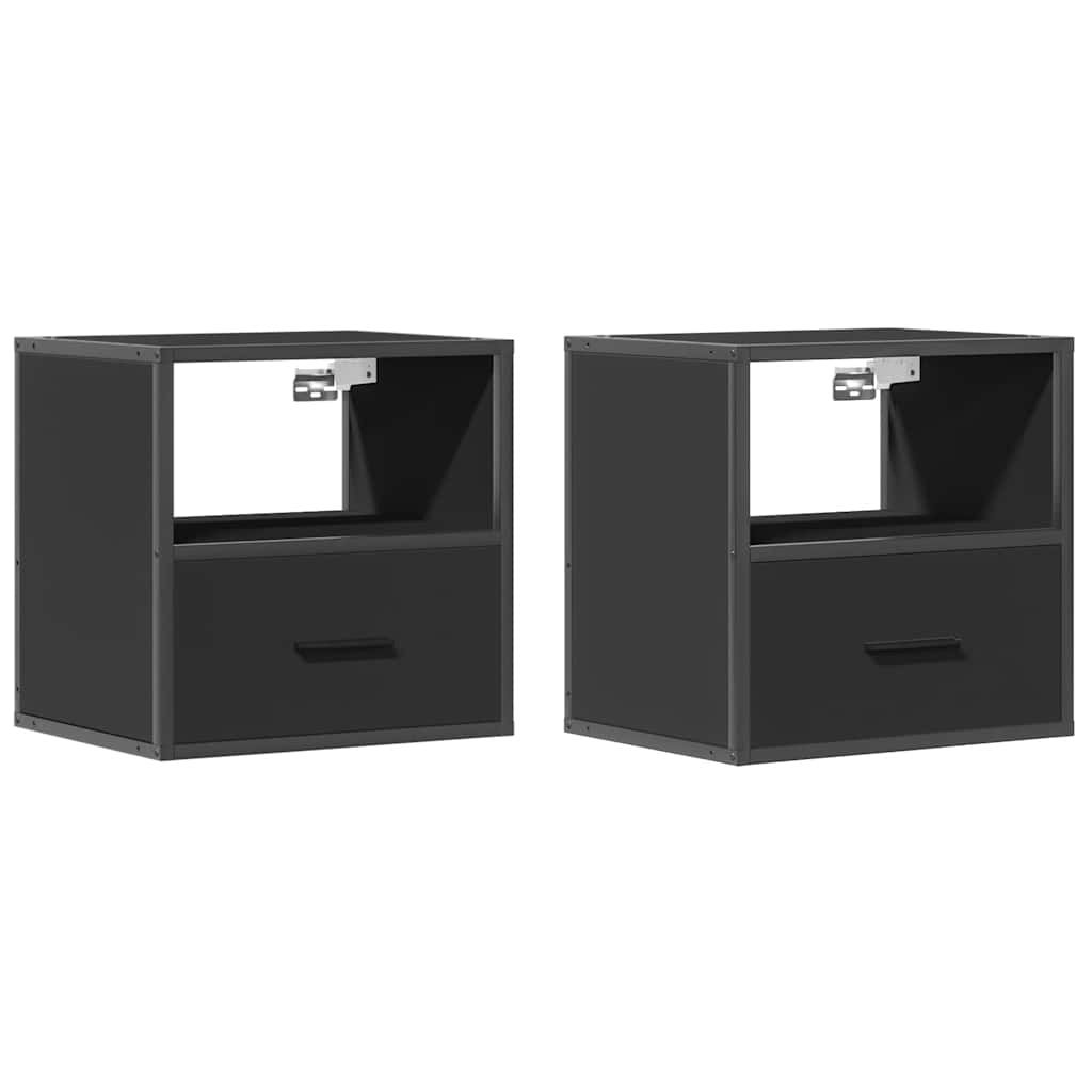 Comodini a Muro 2 pz Nero 40x31x39,5 cm - homemem39