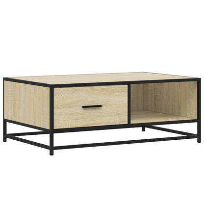 Tavolino Rovere Sonoma 90x57x35 cm Legno Multistrato e Metallo