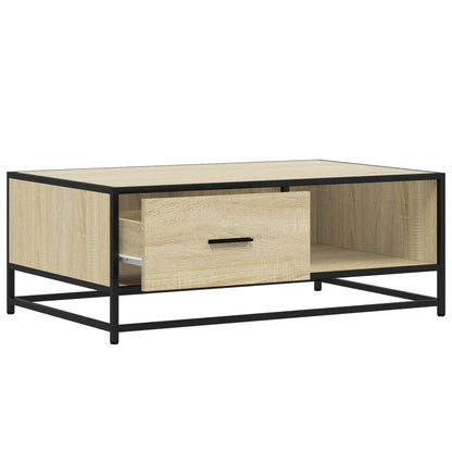 Tavolino Rovere Sonoma 90x57x35 cm Legno Multistrato e Metallo