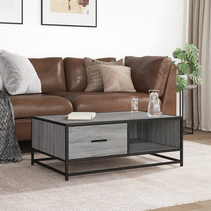 Tavolino Grigio Sonoma 90x57x35 cm Legno Multistrato e Metallo | homemem39