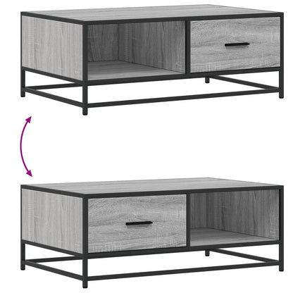 Tavolino Grigio Sonoma 90x57x35 cm Legno Multistrato e Metallo
