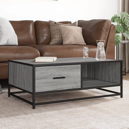 Tavolino Grigio Sonoma 90x57x35 cm Legno Multistrato e Metallo | homemem39