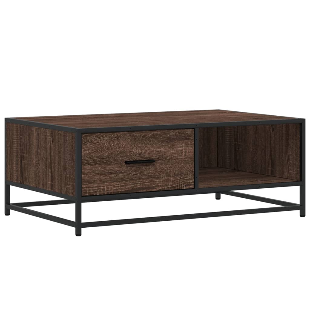 Tavolino Rovere Marrone 90x57x35 cm Legno Multistrato e Metallo | homemem39