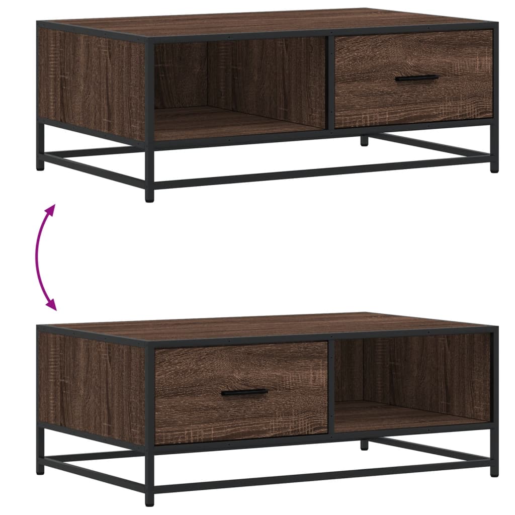 Tavolino Rovere Marrone 90x57x35 cm Legno Multistrato e Metallo | homemem39