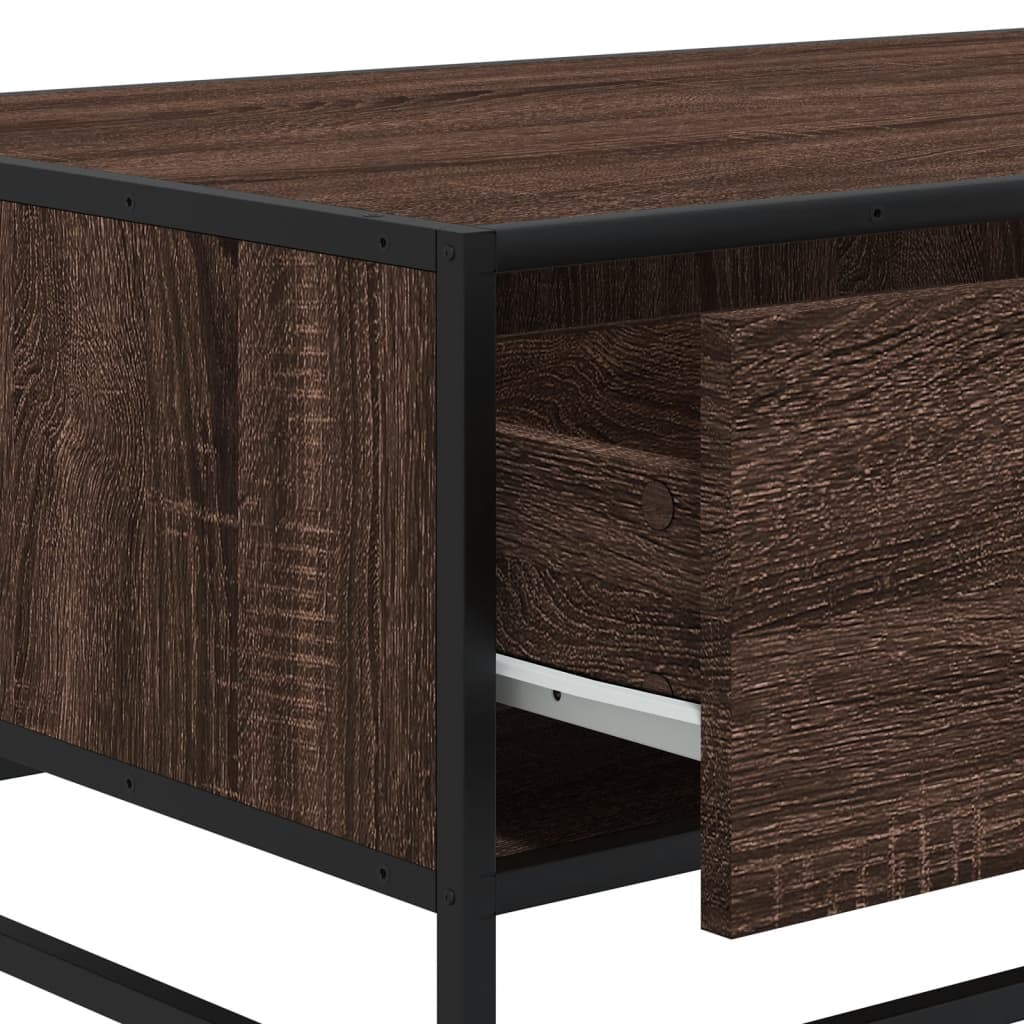 Tavolino Rovere Marrone 90x57x35 cm Legno Multistrato e Metallo | homemem39