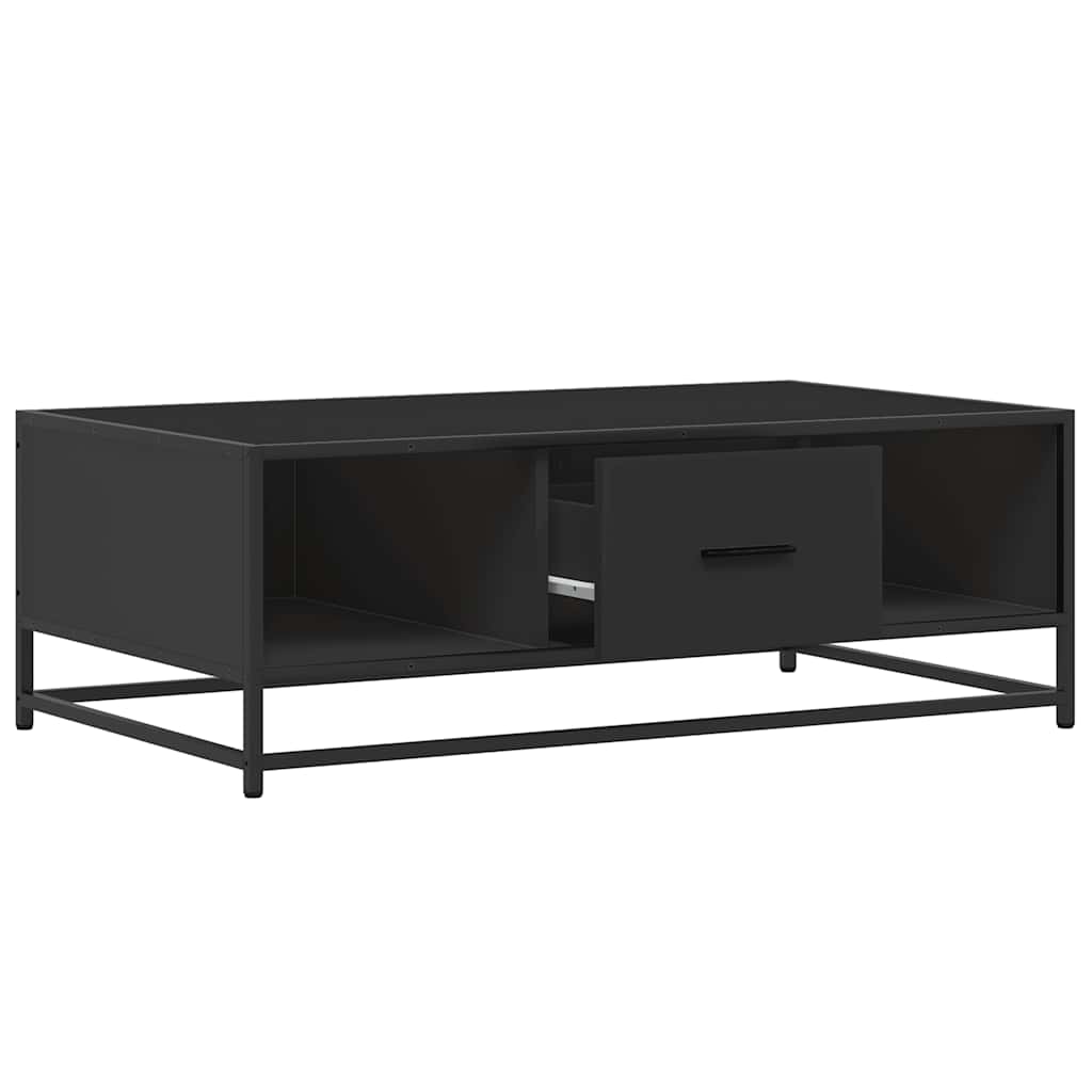 Tavolino Salotto Nero 100x57x35 cm in Truciolato e Metallo | homemem39