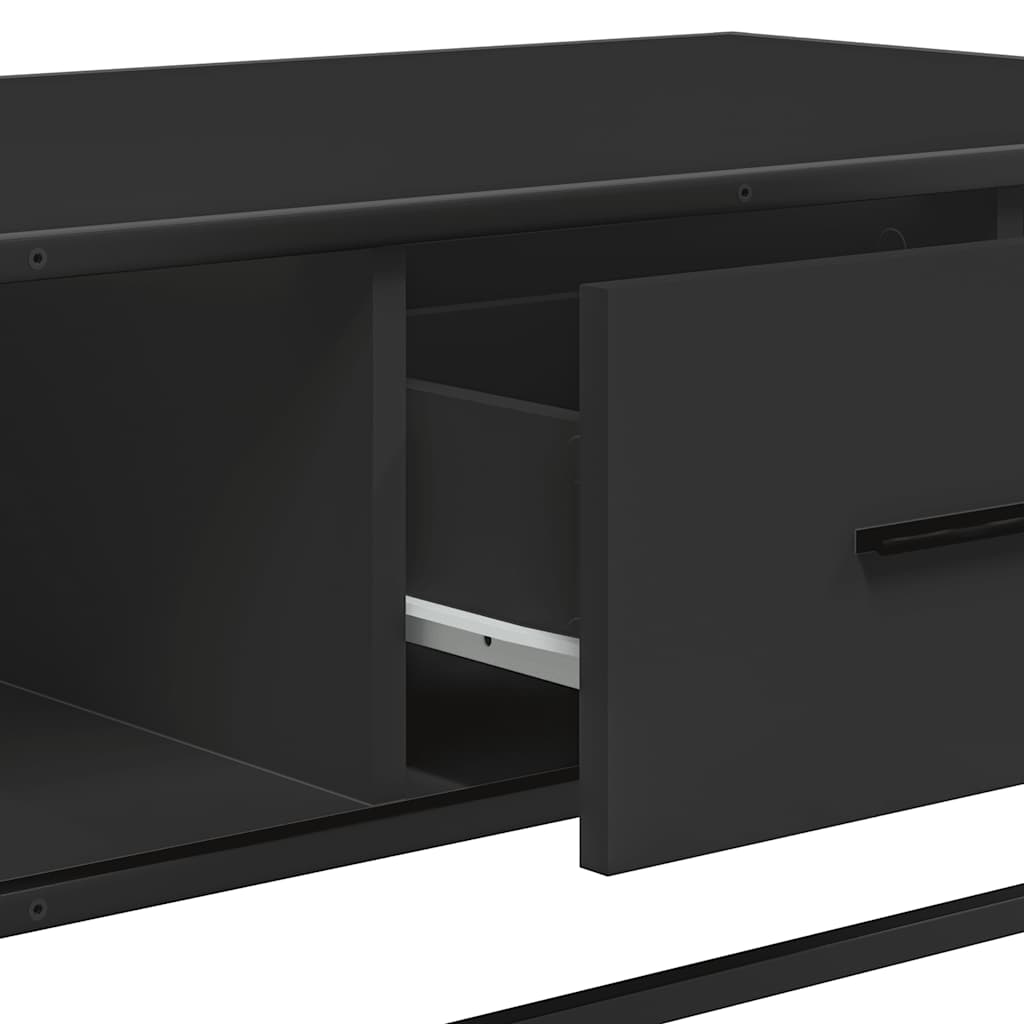 Tavolino Salotto Nero 100x57x35 cm in Truciolato e Metallo | homemem39