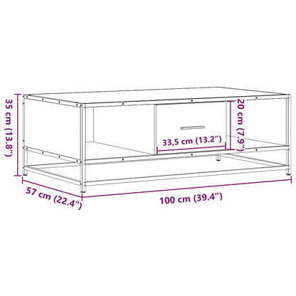 Tavolino Salotto Nero 100x57x35 cm in Truciolato e Metallo | homemem39