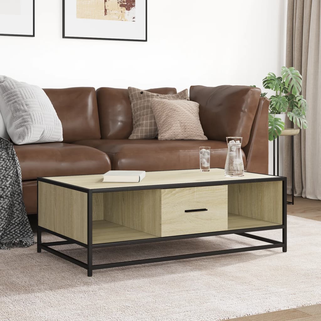 Tavolino Rovere Sonoma 100x57x35 cm Legno Multistrato Metallo | homemem39
