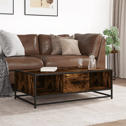 Tavolino Rovere Fumo 100x57x35cm in Legno Multistrato e Metallo | homemem39