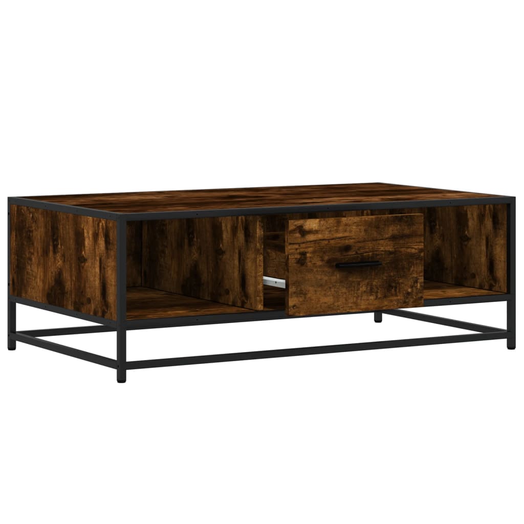 Tavolino Rovere Fumo 100x57x35cm in Legno Multistrato e Metallo | homemem39