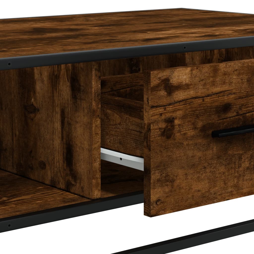 Tavolino Rovere Fumo 100x57x35cm in Legno Multistrato e Metallo | homemem39