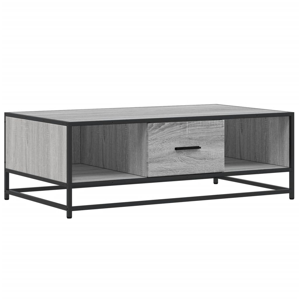 Tavolino Grigio Sonoma 100x57x35 cm Legno Multistrato e Metallo | homemem39