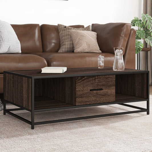 Tavolino Rovere Marrone 100x57x35 cm Legno Multistrato Metallo | homemem39