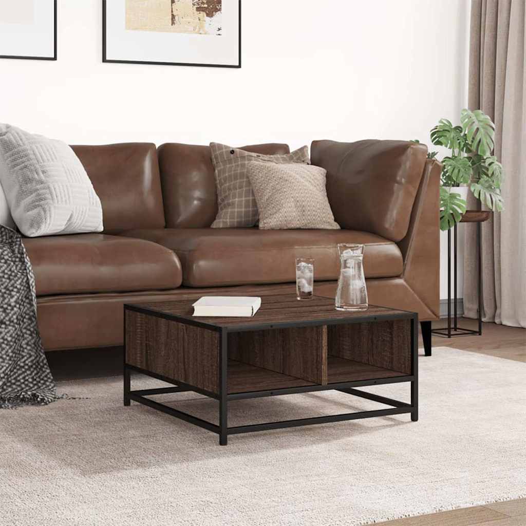 Tavolino Rovere Marrone 60,5x60,5x30 cm in Truciolato e Metallo | homemem39