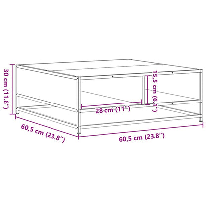 Tavolino Rovere Marrone 60,5x60,5x30 cm in Truciolato e Metallo | homemem39