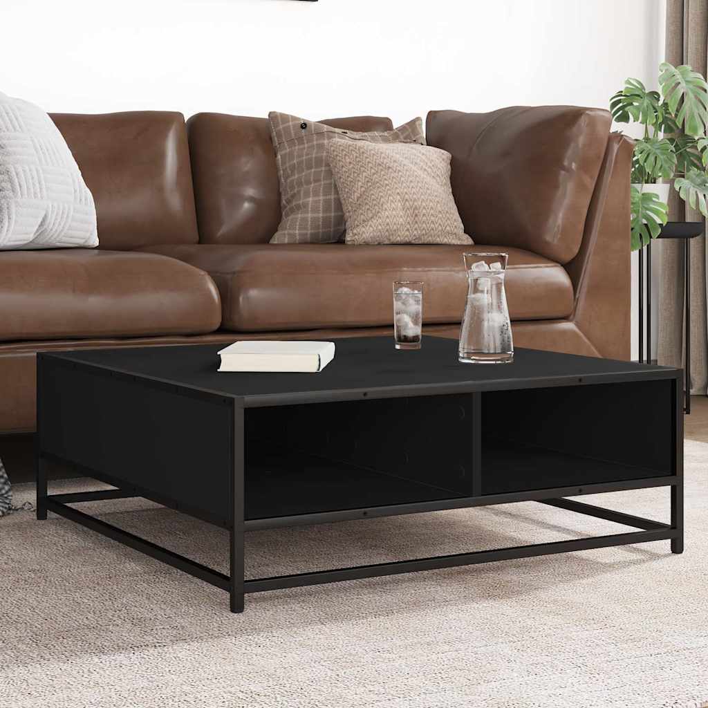 Tavolino da Salotto Nero 80x80x30 cm in Truciolato e Metallo | homemem39