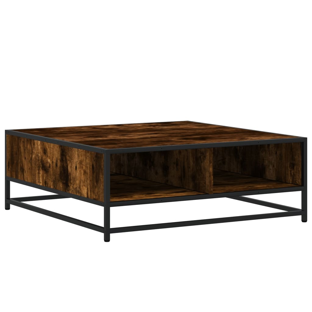 Tavolino Rovere Fumo 80x80x30 cm in Truciolato e Metallo | homemem39