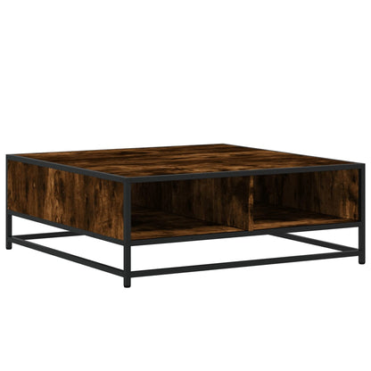 Tavolino Rovere Fumo 80x80x30 cm in Truciolato e Metallo | homemem39