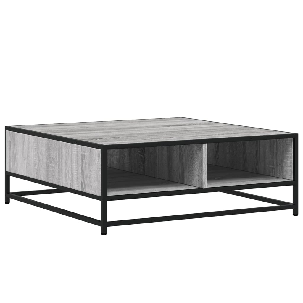 Tavolino Grigio Sonoma 80x80x30 cm in Truciolato e Metallo | homemem39