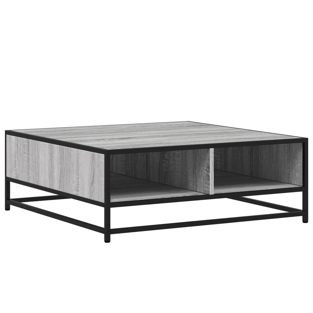 Tavolino Grigio Sonoma 80x80x30 cm in Truciolato e Metallo | homemem39