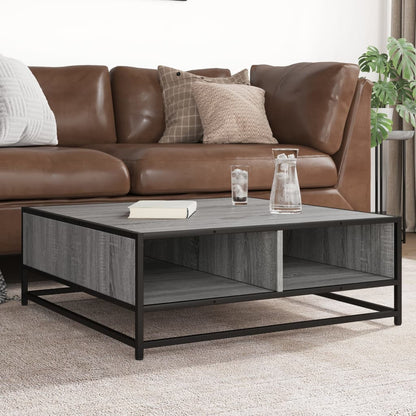 Tavolino Grigio Sonoma 80x80x30 cm in Truciolato e Metallo | homemem39