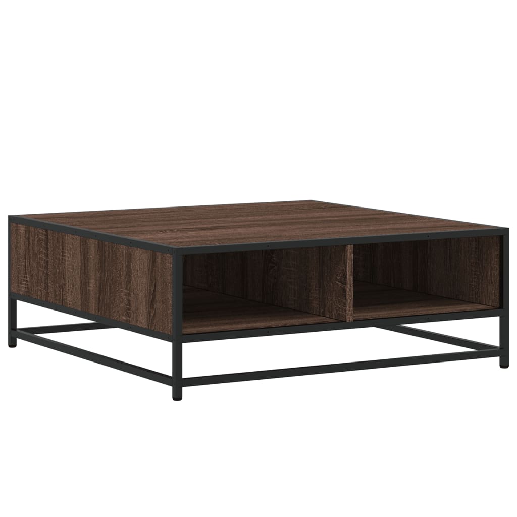 Tavolino Rovere Marrone 80x80x30 cm in Truciolato e Metallo | homemem39
