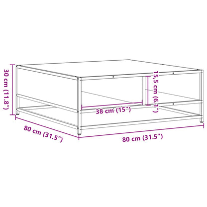 Tavolino Rovere Marrone 80x80x30 cm in Truciolato e Metallo | homemem39
