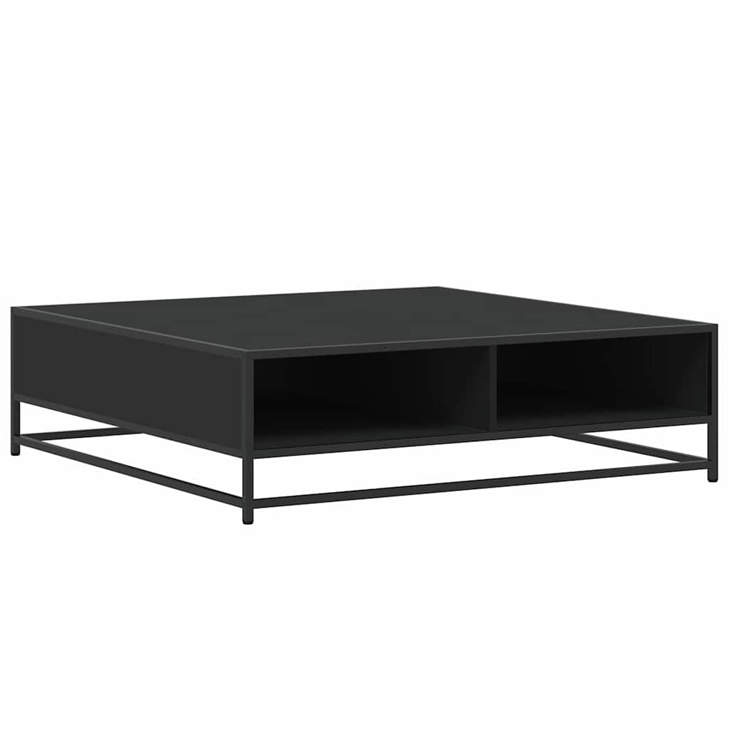 Tavolino Nero 100x100x30 cm Legno in Truciolato e Metallo | homemem39