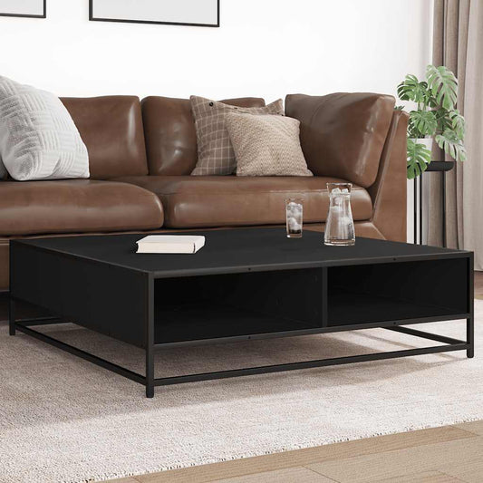 Tavolino Nero 100x100x30 cm Legno in Truciolato e Metallo | homemem39