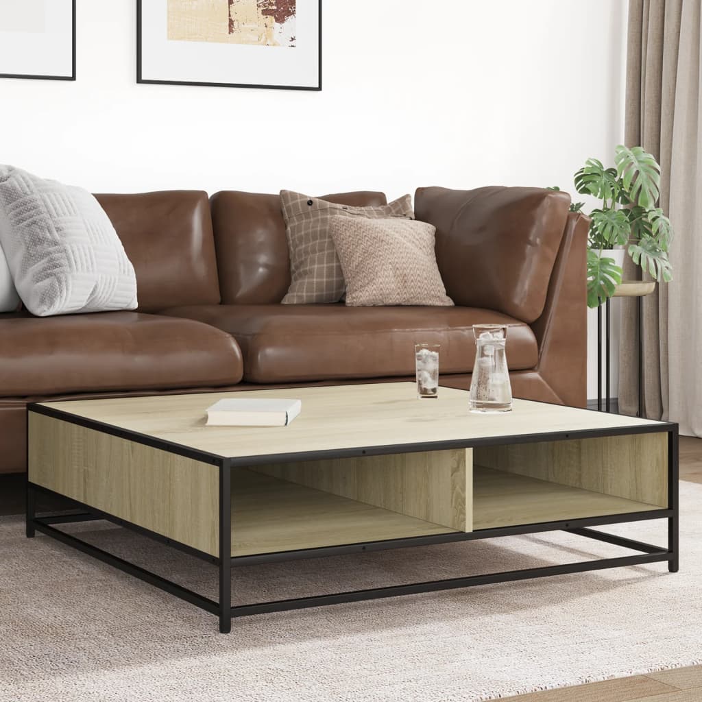Tavolino Rovere Sonoma 100x100x30 cm in Truciolato e Metallo | homemem39