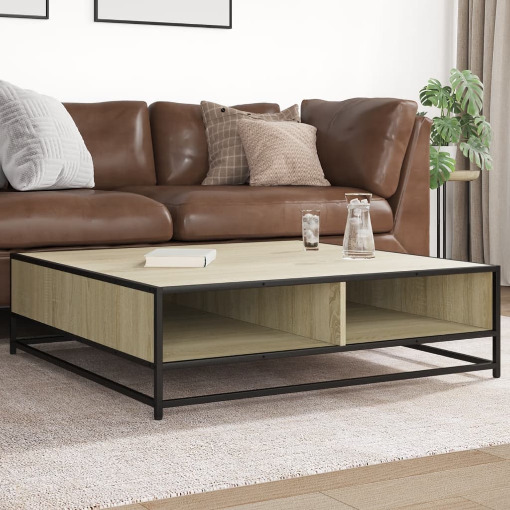Tavolino Rovere Sonoma 100x100x30 cm in Truciolato e Metallo | homemem39