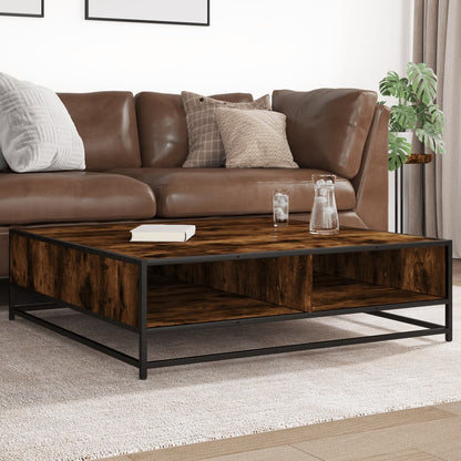 Tavolino Rovere Fumo 100x100x30 cm in Truciolato e Metallo | homemem39