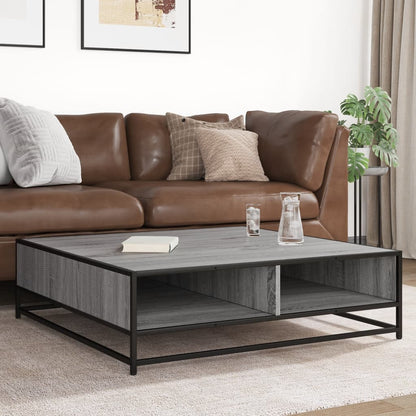 Tavolino Grigio Sonoma 100x100x30 cm in Truciolato e Metallo | homemem39