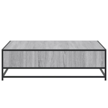 Tavolino Grigio Sonoma 100x100x30 cm in Truciolato e Metallo