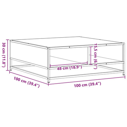 Tavolino Grigio Sonoma 100x100x30 cm in Truciolato e Metallo | homemem39