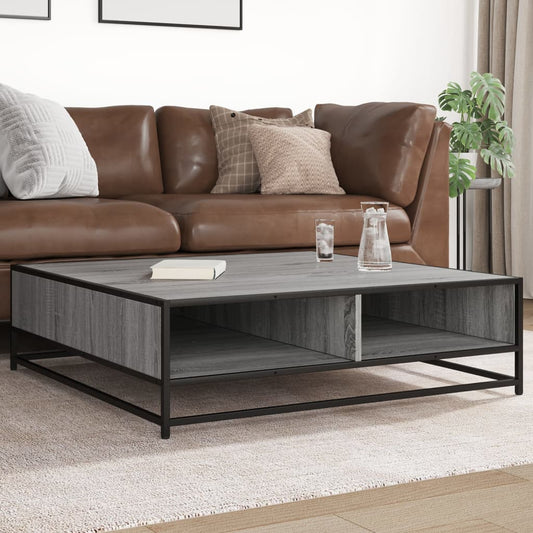 Tavolino Grigio Sonoma 100x100x30 cm in Truciolato e Metallo | homemem39