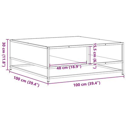 Tavolino Rovere Marrone 100x100x30 cm in Truciolato e Metallo | homemem39