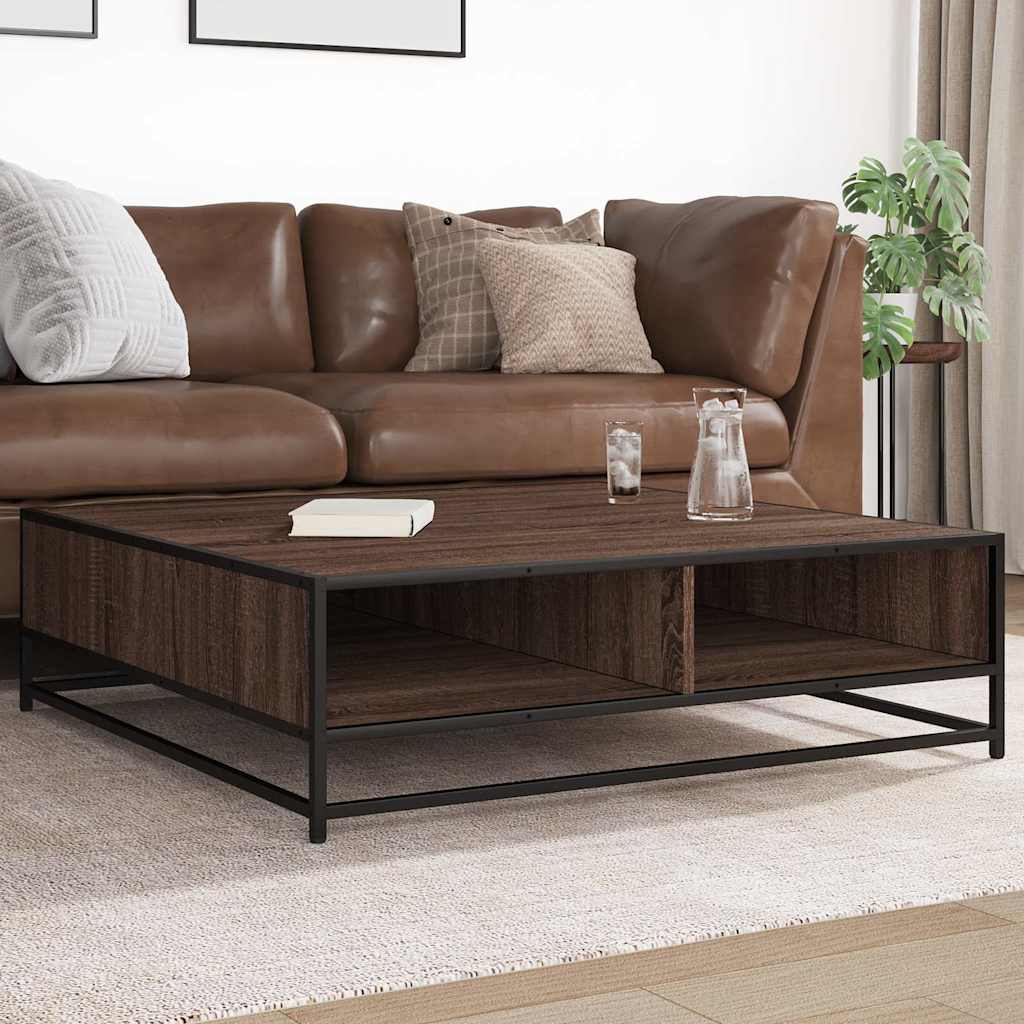 Tavolino Rovere Marrone 100x100x30 cm in Truciolato e Metallo | homemem39