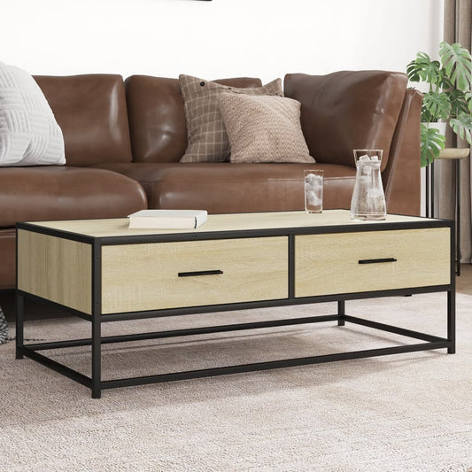 Tavolino Salotto Rovere Sonoma 100x50x35 cm Multistrato Metallo | homemem39