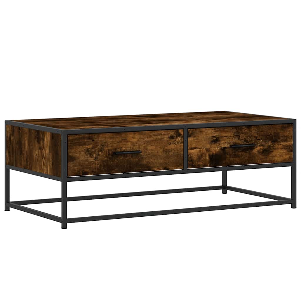 Tavolino Salotto Rovere Fumo 100x50x35 cm Multistrato e Metallo | homemem39
