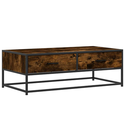 Tavolino Salotto Rovere Fumo 100x50x35 cm Multistrato e Metallo | homemem39
