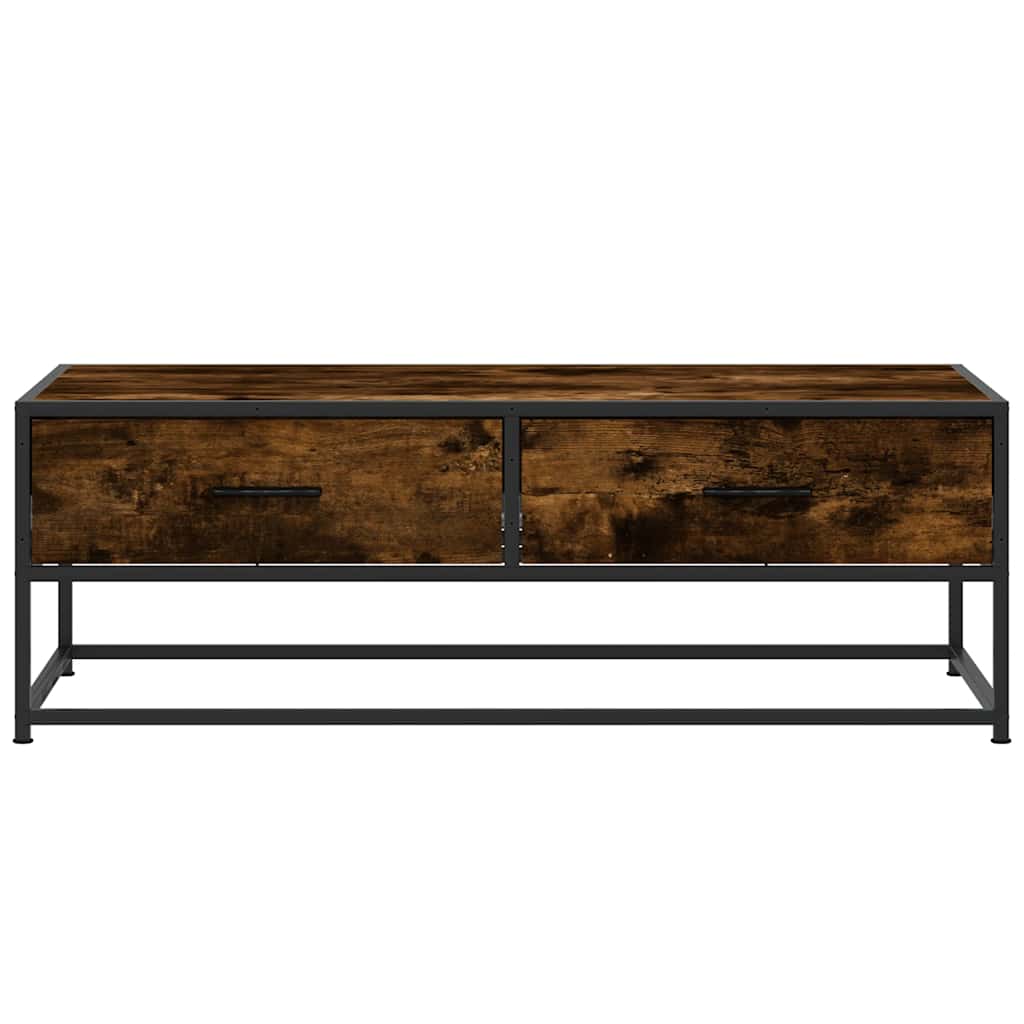 Tavolino Salotto Rovere Fumo 100x50x35 cm Multistrato e Metallo | homemem39