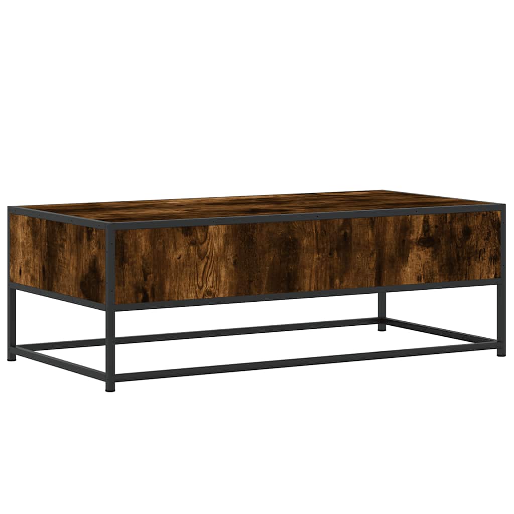 Tavolino Salotto Rovere Fumo 100x50x35 cm Multistrato e Metallo | homemem39